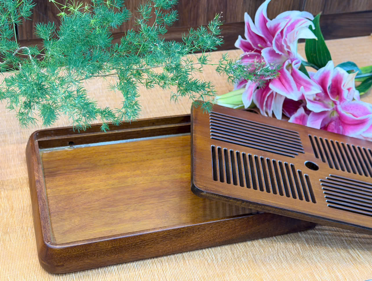 KHAY TRÀ TRE CÓ BỆ THOÁT NƯỚC - KÍCH THƯỚC 39X26X4.5CM