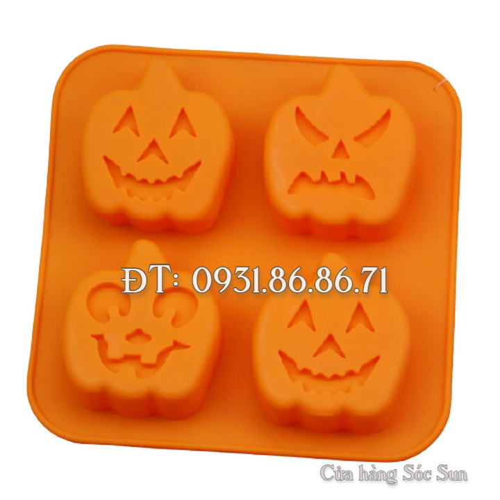 Khuôn silicon 4 trái bí đỏ Halloween – Mã số 1364