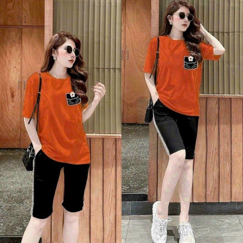 Sét đồ bộ lửng nữ quần ngố áo form rộng thêu hoa siêu xinh, đô bộ đi chơi mặc ơ nhà mẫu mới đẹp có bigsize