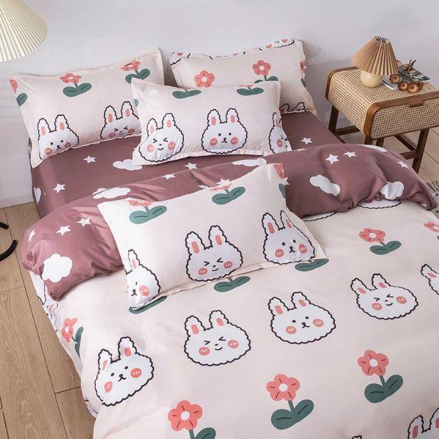 Bộ cotton poly Thỏ Béo Ga Nâu