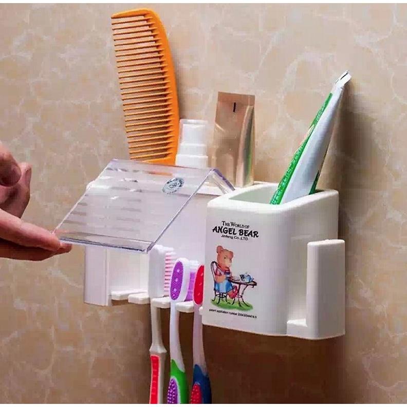 Giá cắm bàn chải, kem đánh răng có úp cốc