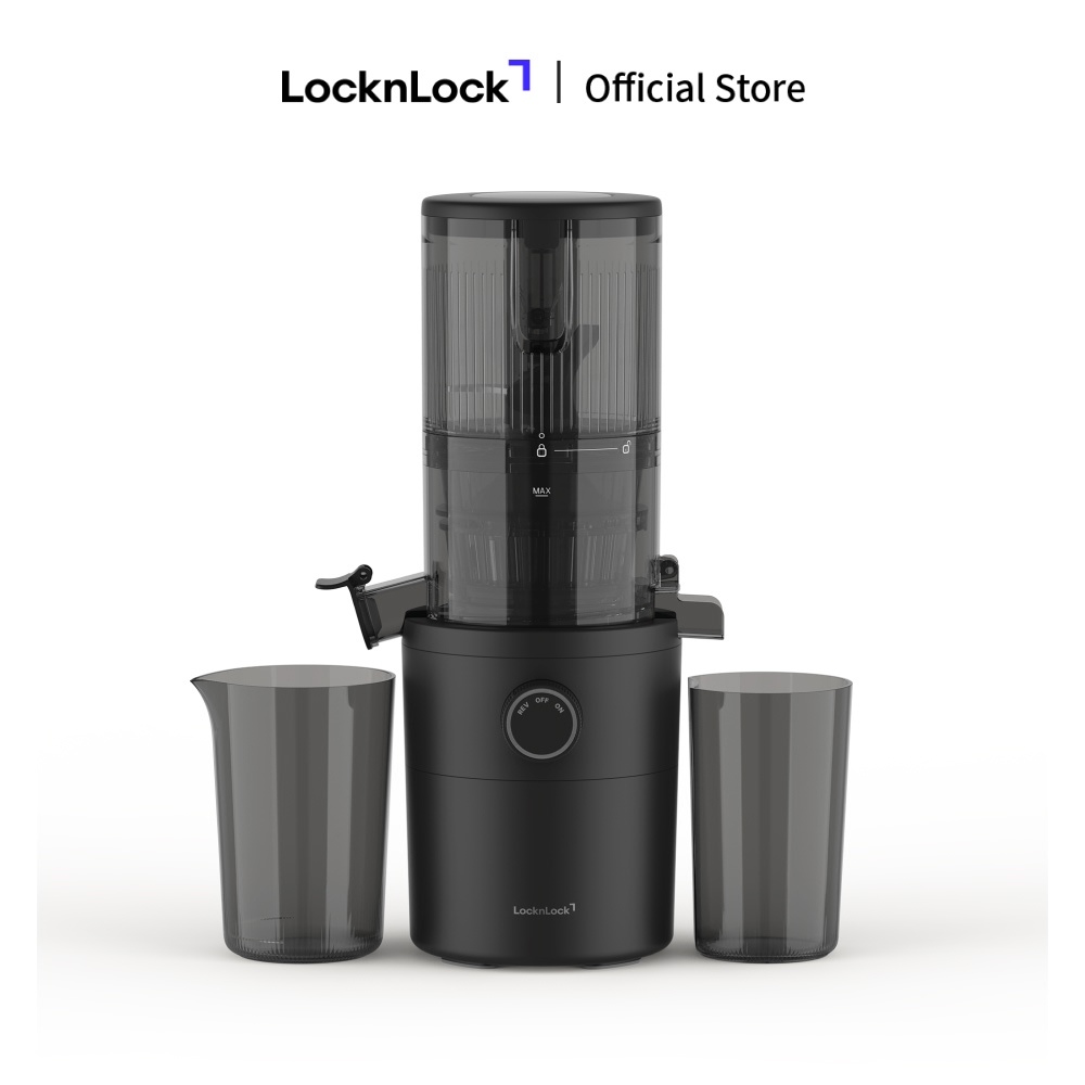 Máy Ép Chậm Trái Cây Nguyên Quả Locknlock Slow Juicer EJJ441BLK 200W, Hàng Chính Hãng, Miệng Rộng - JoyMall