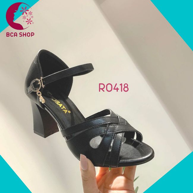 Giày cao gót nữ 7p RO418 ROSATA tại BCASHOP hở mũi, kiểu SANDAL đan từ nhiều sợi nhỏ rất tôn dáng chân - màu đen