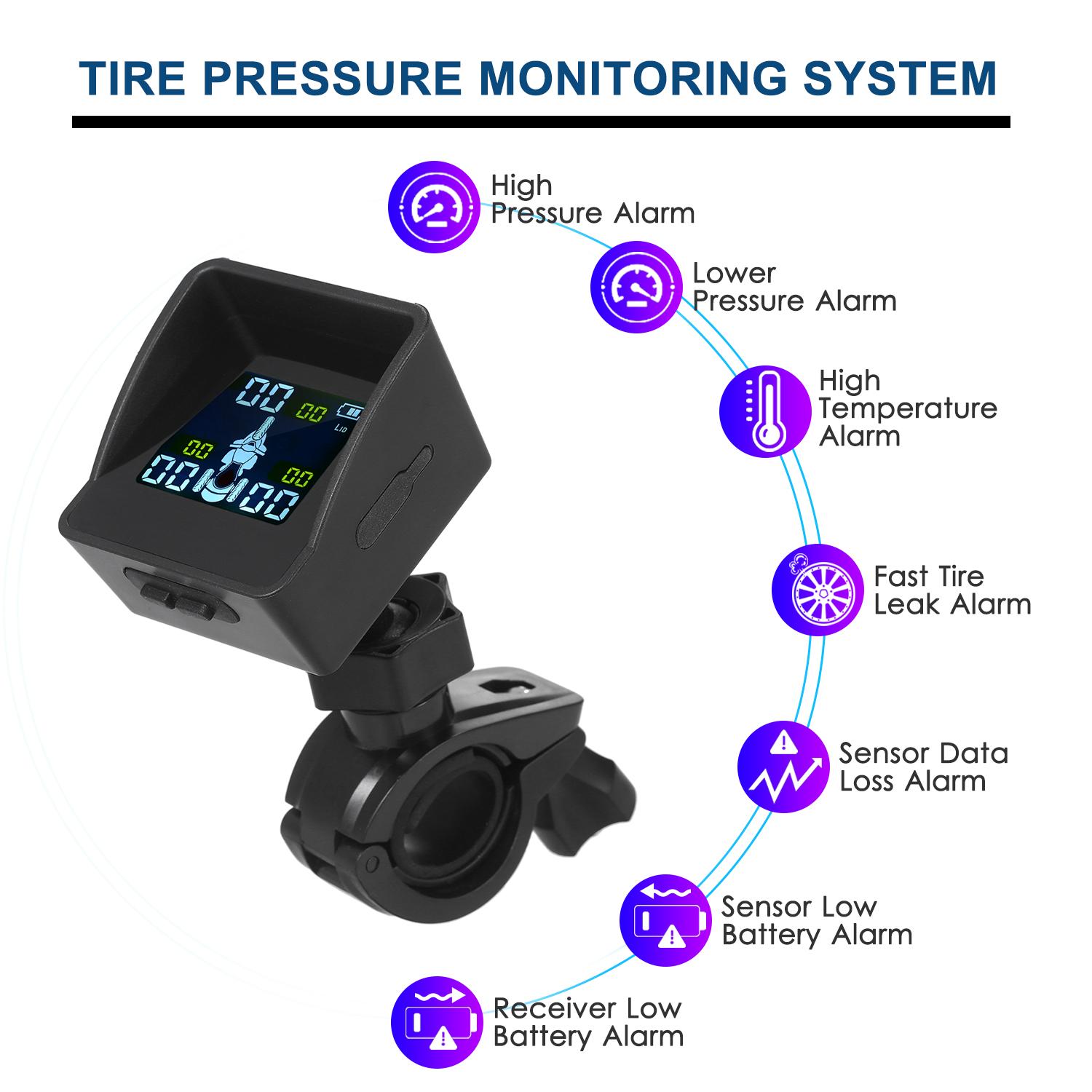 Tire Pressure Monitoring System TPMS Wireless Smart Tire Monitor with 3 External Sensors Sunshade Auto Tyre Alarm for