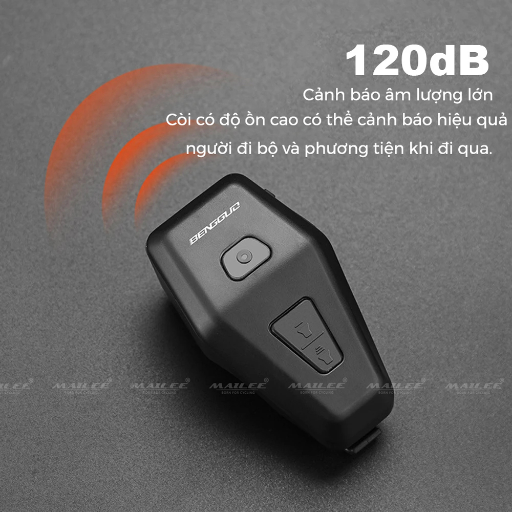 Còi Xe Đạp BG-3510 âm thanh lớn 120dB Sạc USB Chống Nước, Chuông Cảnh Báo Trộm, An Toàn Dễ Dùng - Mai Lee