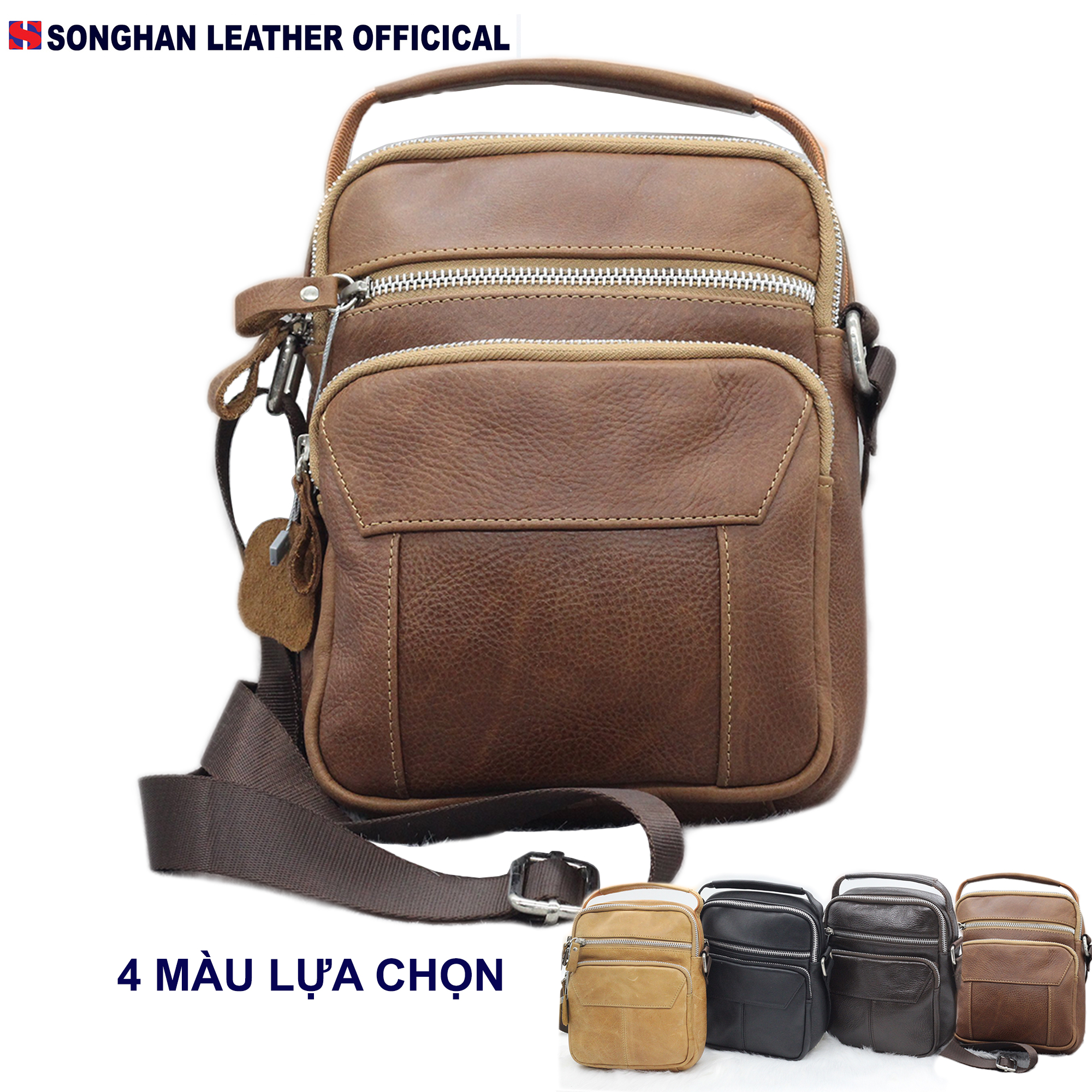 Túi Đeo Chéo Nam Mini Da Bò Cao Cấp Songhan Leather BM04,Túi Đeo Vai Thời Trang Đựng Vừa Ipadmini,Bảo Hành 12 Tháng