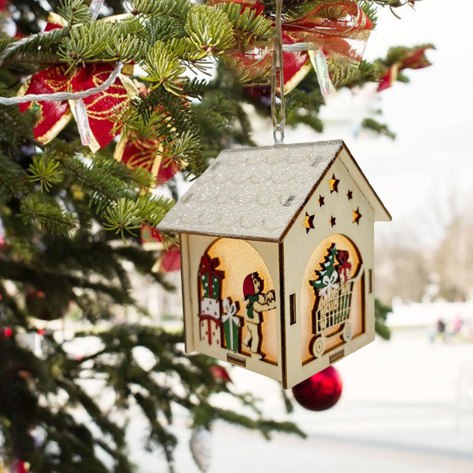 Mini Wooden House Building Set Lights up for Christmas Tabletop Decoration