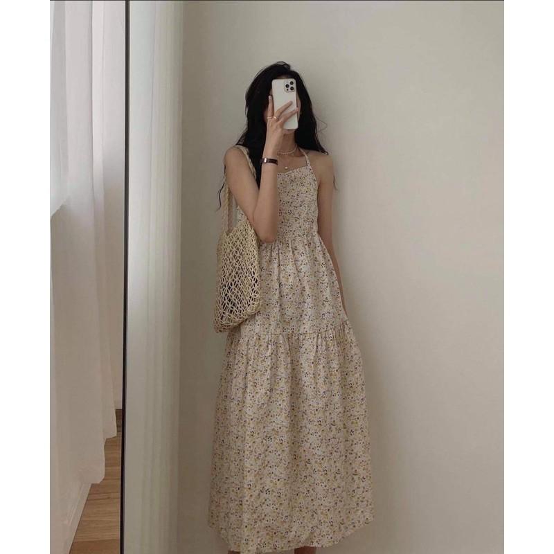 Váy 2 dây buộc nơ ngực hoa nhí siêu xinh