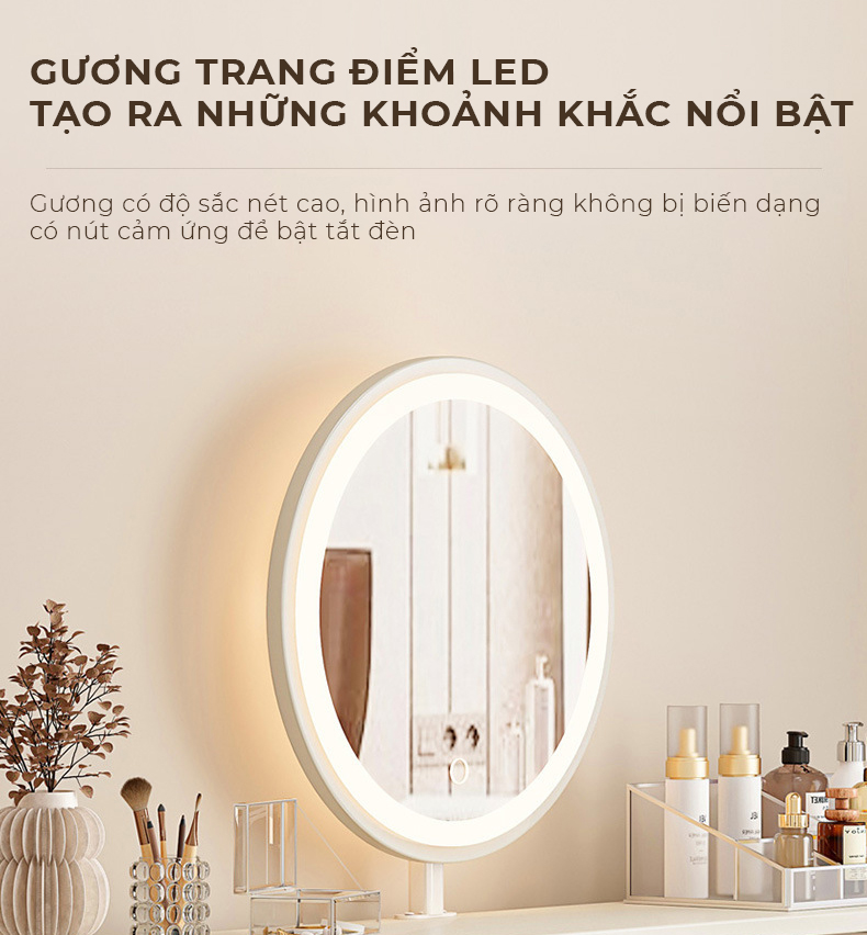 Bàn trang điểm kèm gương đèn LED thông minh thương hiệu IGA - GM175