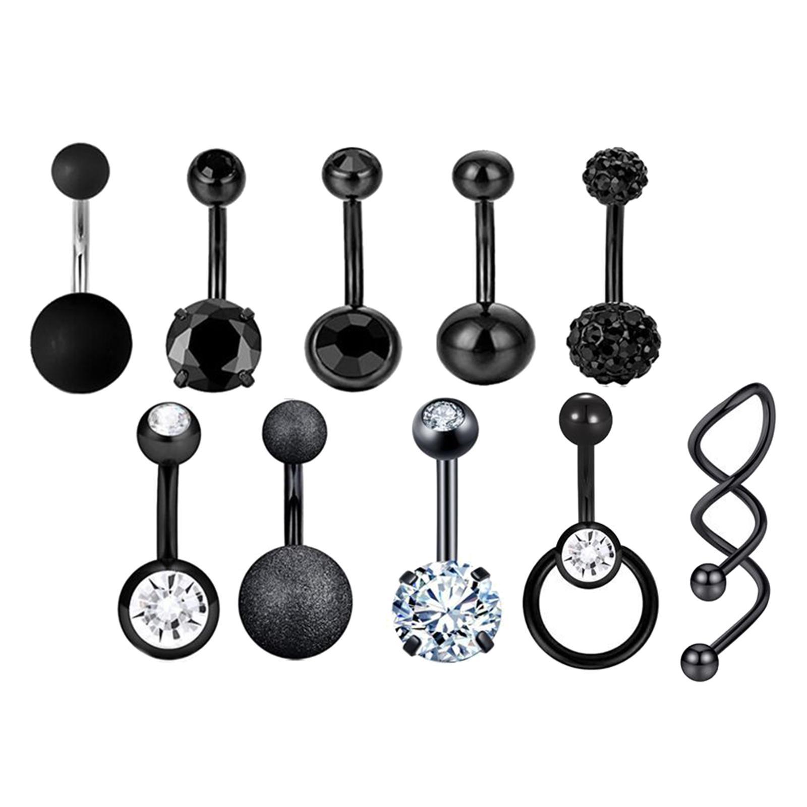10Pcs Belly Button Rings Piercing Body Jewelry Stainless Steel for Women Men