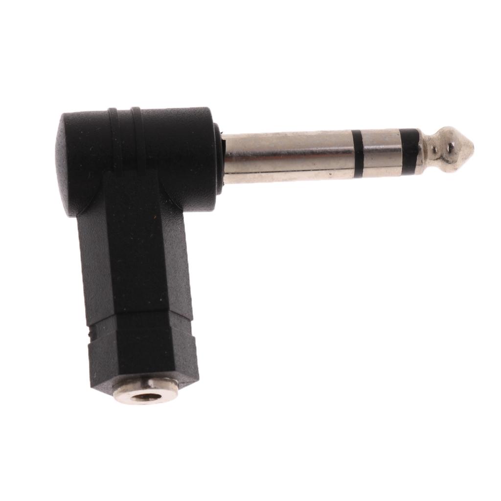 6.35mm Male Plug to 3.5mm Female Jack MIC Headset Audio Elbows Connector
