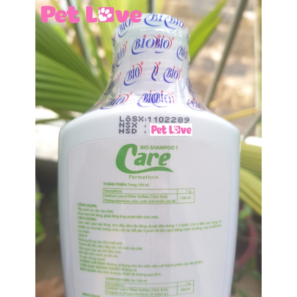 Sữa tắm Bio Care (200ml) trị ve rận, bọ chét, khử mùi chó mèo