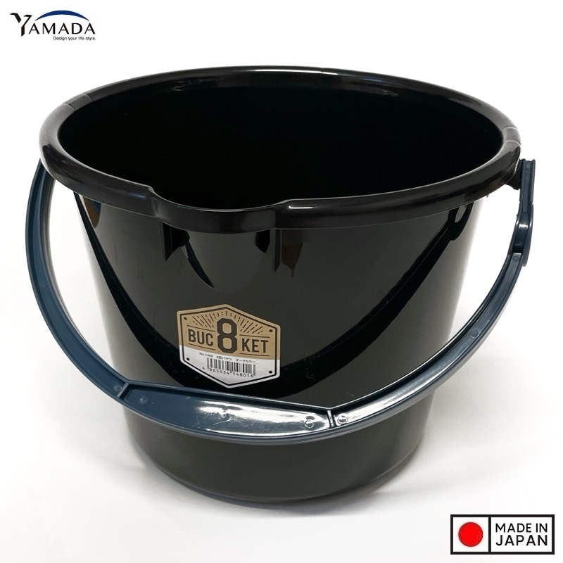 Xô nhựa có quai xách Yamada 7.5L - màu đen, làm từ nhựa PP cao cấp - nội địa Nhật Bản