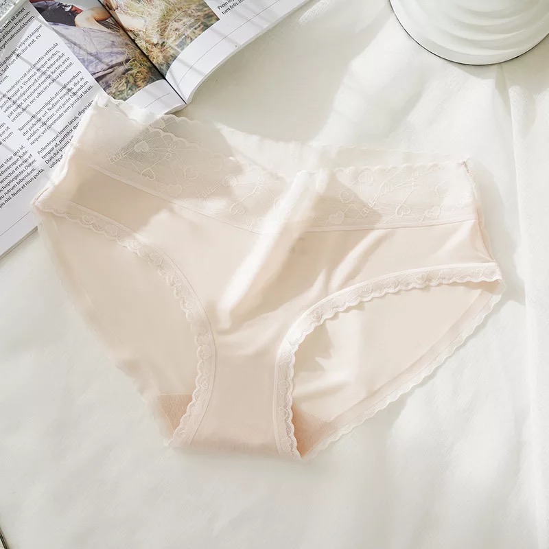 Combo 2 Quần Lót Cotton Cạp Ren Họa Tiết Tim FLQ43