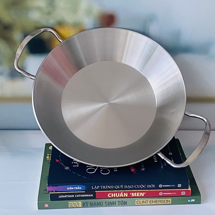 Chảo inox liền khối 20 -24 cm dùng được tất cả các loại bếp