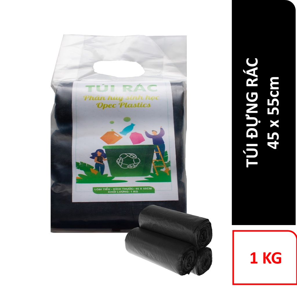 Túi đựng rác, túi đựng rác tự phân huỷ sinh học size tiểu Loại 1 cuộn 1kg 45*55 cm