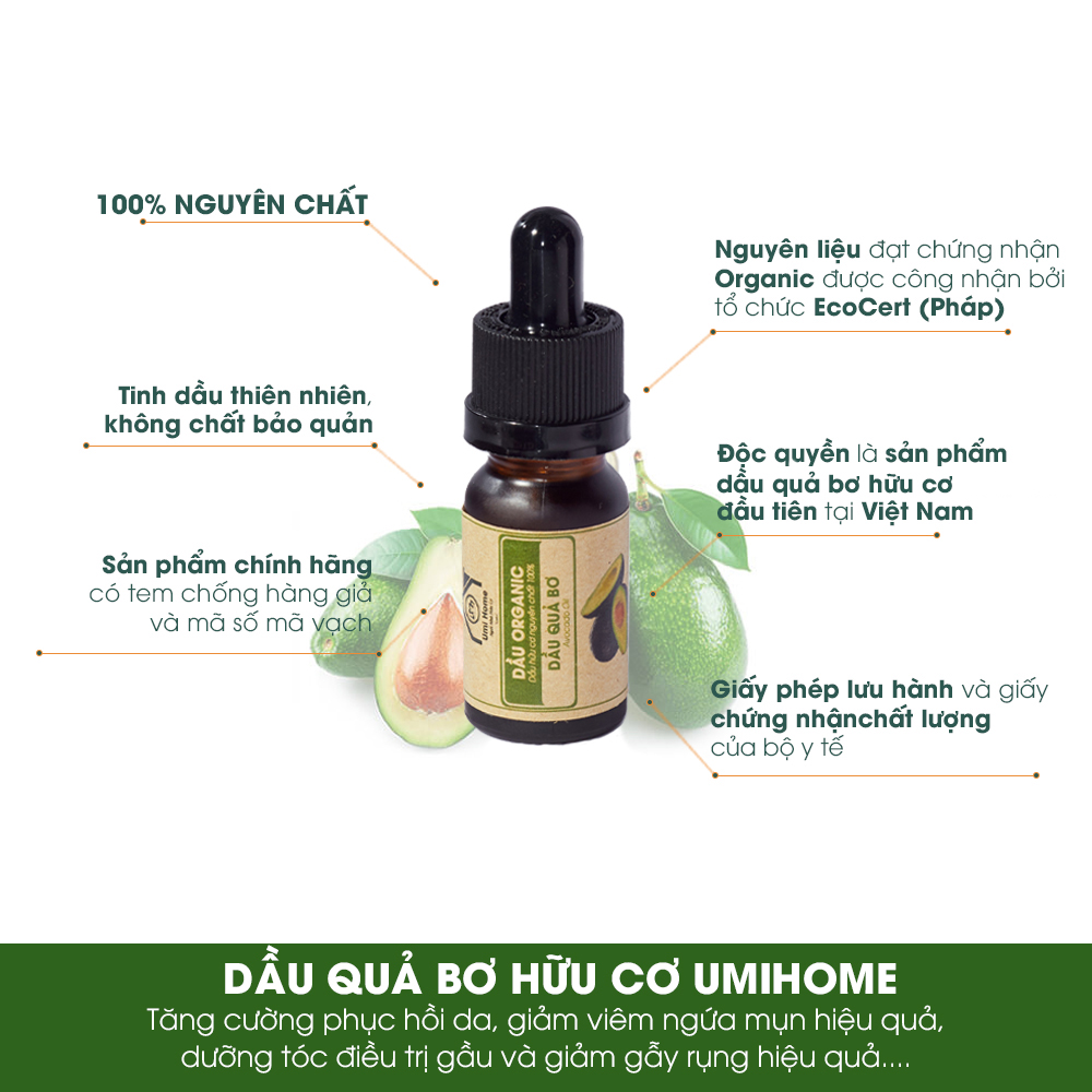 Dầu Quả Bơ Nguyên Chất UMIHOME (10ml)