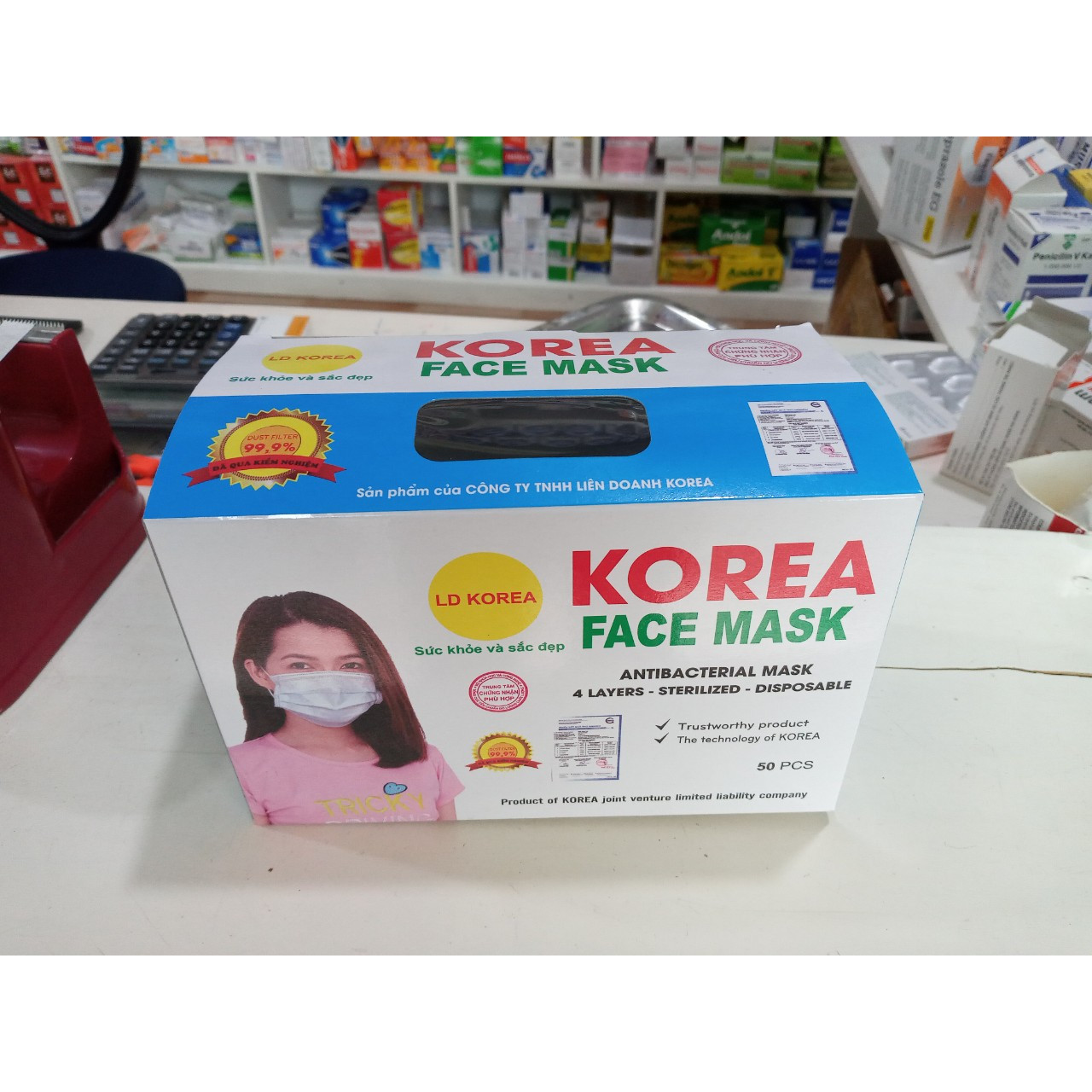 KHẨU TRANG Y TẾ KOREA, 04 LỚP (1 HỘP/50 CHIẾC/5 TÚI NILON)