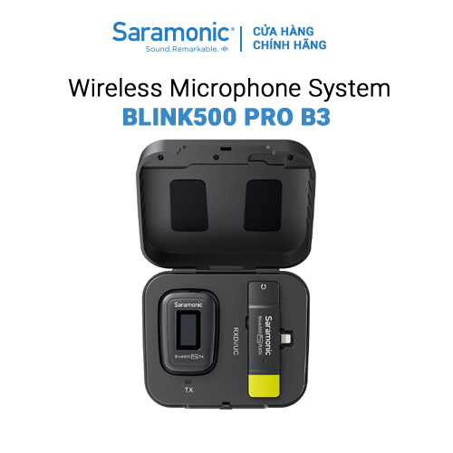 Bộ Micro Thu Âm Không Dây Saramonic Blink500 Pro B3 Cho Điện Thoại Iphone &amp; Thiết Bị Hệ Điều Hành IOS - Livestream/ Phỏng Vấn/ Quay Video - Hàng Chính Hãng