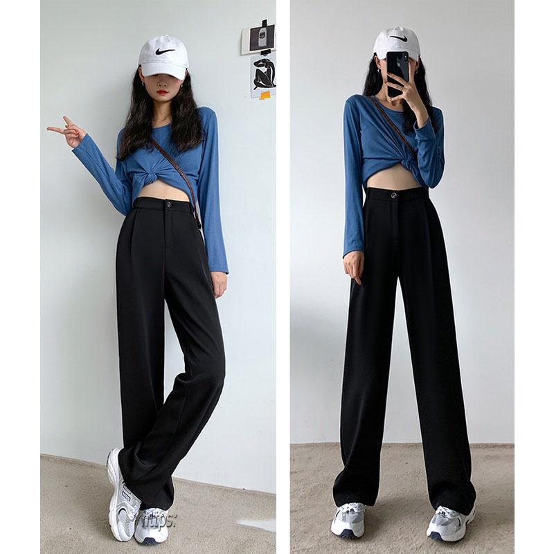 (bigsize) Quần ống rộng suông nữ lưng cao dáng dài culottes có khóa trước cạp co giãn