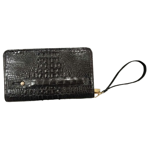 Ví cầm tay Huy Hoàng da cá sấu 1 khóa màu đen HT3226