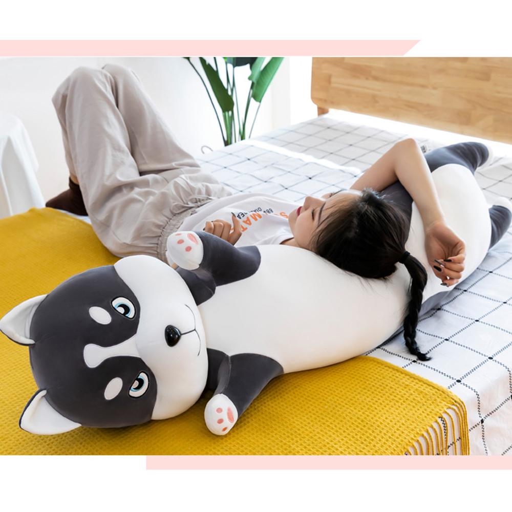 Throw Pillow Cute Cartoon Long Husky Shaped Doll Toy Plush Toy Sleeping Decorative Gift
