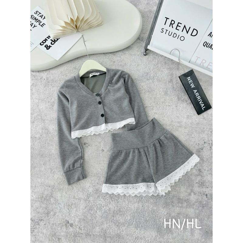 SET ÁO CRT GHI XÁM MIX QUẦN SHORT VIỀN REN CC LAYLADANG DESIGN BY JOLIE