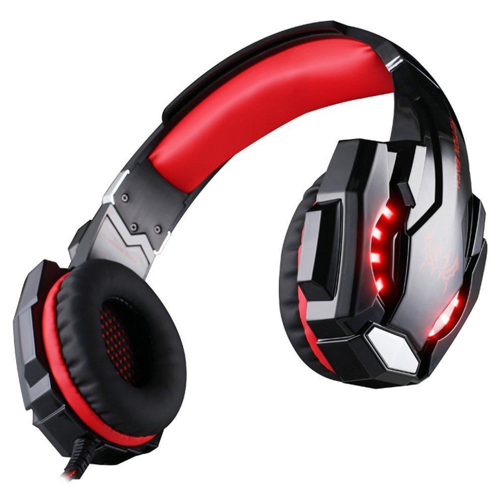Deep Bass Game Headphone Sound Over-Ear Gaming Headset w/ LED Light Red