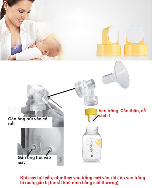 COMBO 2 Van trắng (màng)  phụ kiện cho máy hút sữa Medela Pump, Medela Swing, Medela Harmony, Mini electric, Piston