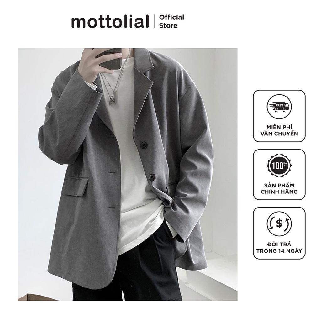 Áo khoác blazer nam form rộng, chất liệu vải dệt cao cấp, kiểu dáng thời trang - Mottolial