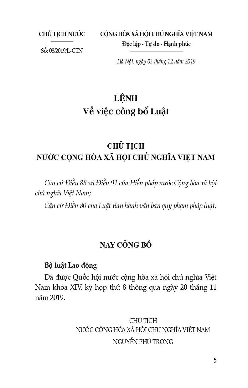 Bộ Luật Lao Động (Hiện Hành)