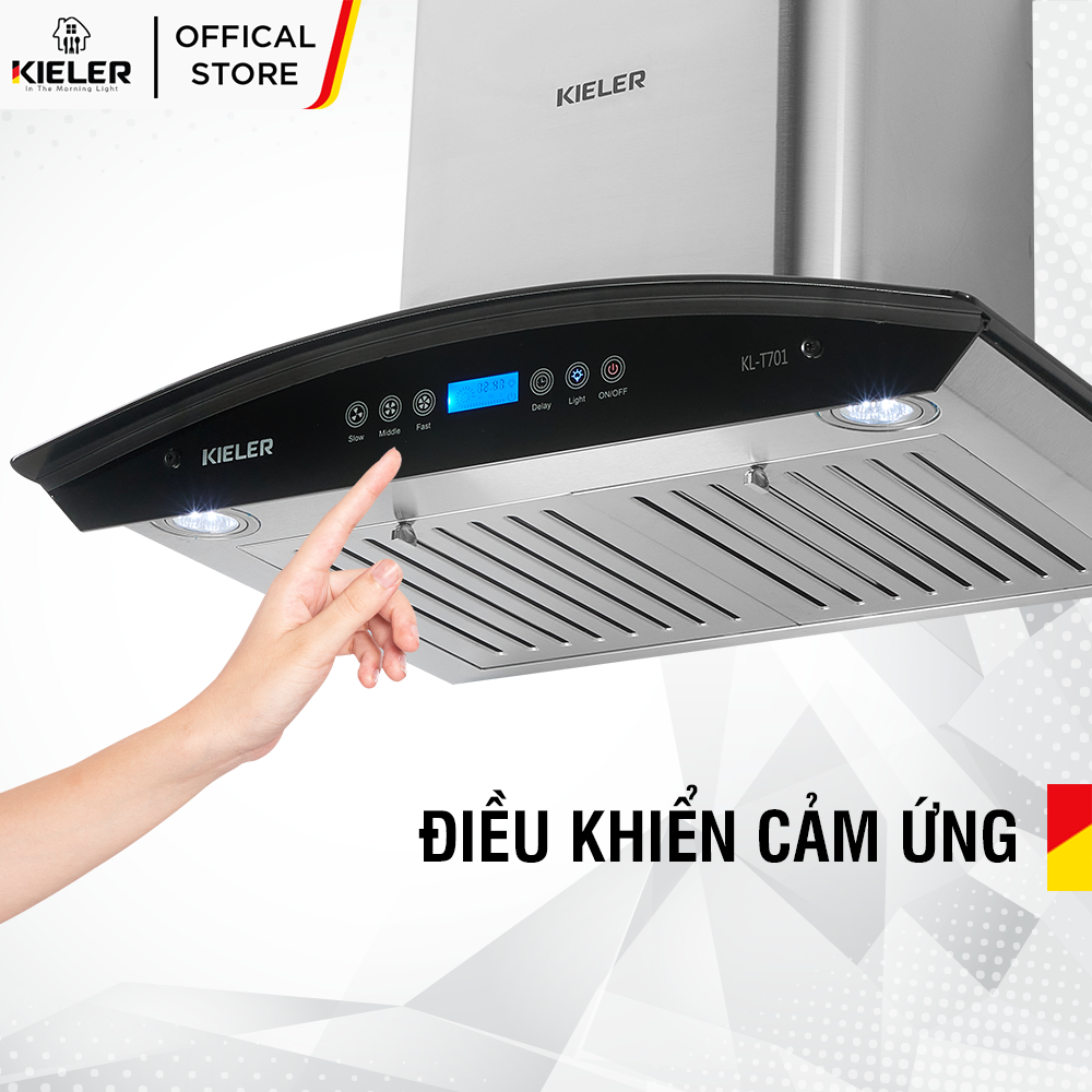 Máy hút mùi gắn tường Kieler KL-T701 điều khiển cảm ứng, chế độ delay tự tắt - Hàng Chính Hãng Miễn Phí Vận Chuyển Và Lắp Đặt