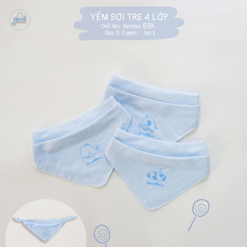 SET 3 khăn yếm sợi tre 4 lớp Goodmama