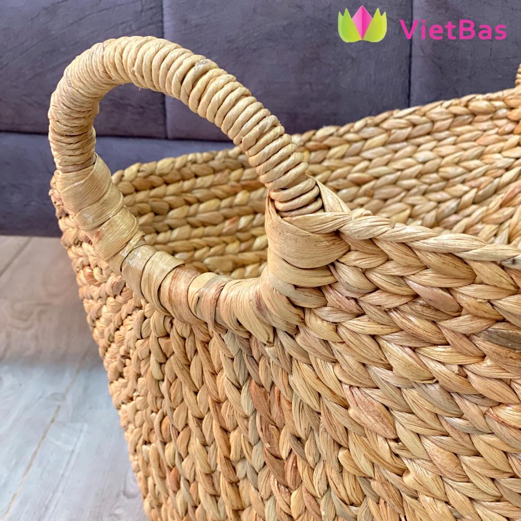 Sọt lục bình để đồ VIETBAS tròn có quai LB_013