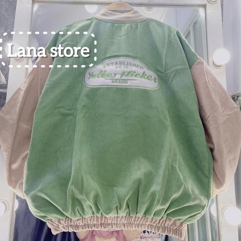Áo Bomber Nhung Gân 2 Lớp - Lót Dù Bên Trong Form rộng Unisex Nam Nữ Couple, Áo Khoác Bomber Bóng Chày Nhung Gân logo thêu YELLOW FLICKER Form Rộng 2 Lớp Unisex Nam Nữ Phong Cách Hàn Quốc Ulzzang