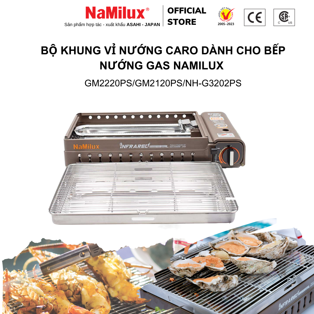 Bộ Khung Có Kèm Vỉ Nướng Inox Dùng Cho Các Loại Bếp Nướng NaMilux GM2120PS/GM2520PS/GM2220PS/GM3053PF - Hàng Chính Hãng