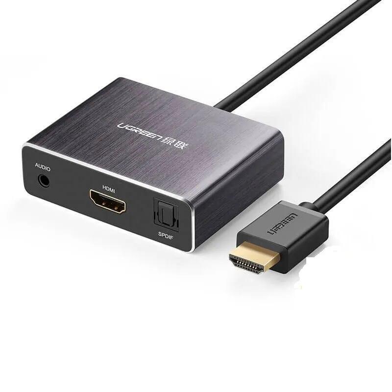 Ugreen UG4028140281TK 15CM Màu Đen Bộ chuyển đổi HDMI sang HDMI kèm cổng âm thanh optical cao cấp - HÀNG CHÍNH HÃNG