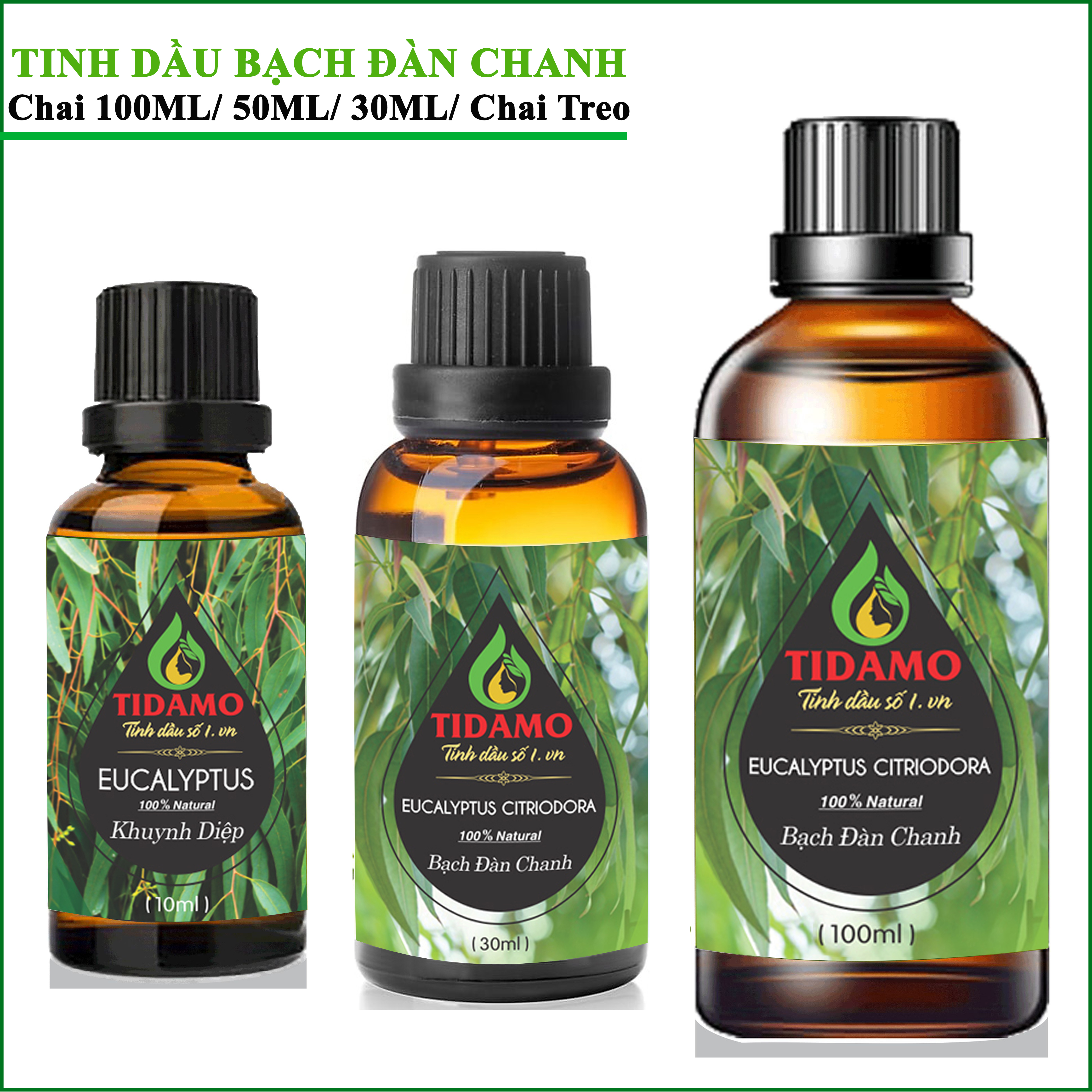 Tinh Dầu Bạch Đàn Chanh Nguyên Chất, Tự Chọn Dung Tích/ Chính Hãng TIDAMO, Có Kiểm Định Chất Lượng/ Tinh Dầu Xông Phòng Bạch Đàn Chanh Thơm Thư Giãn, Khử Mùi và Đuổi Muỗi