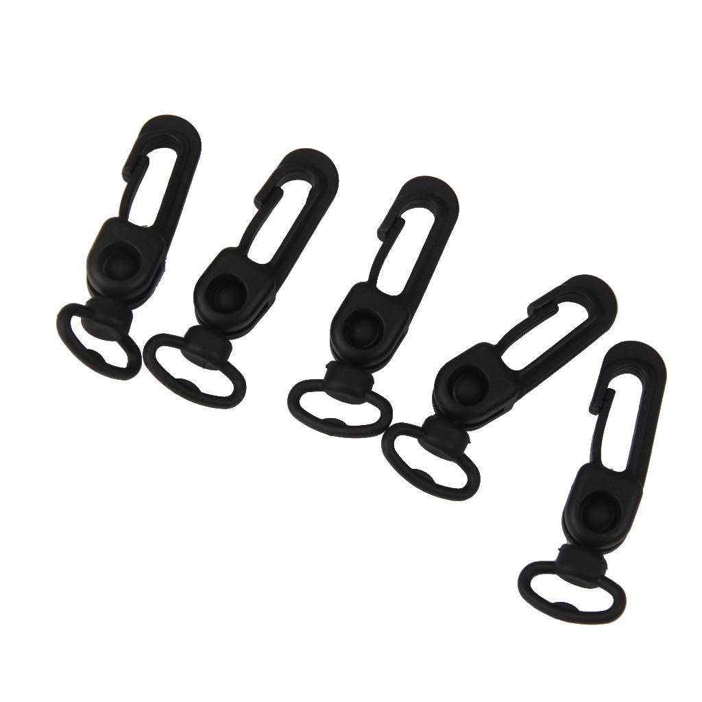 5pcs Rotatable Plastic Snap Clip Carabiners Hanging Hooks Keychain - Black