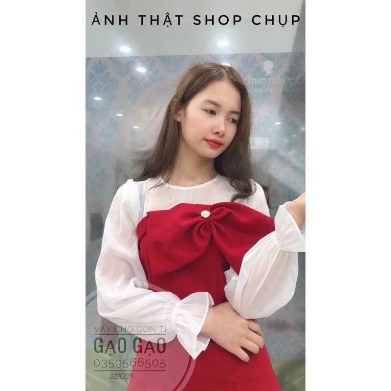 Váy đỏ nơ ngực cho con bú ẢNH THẬT SHOP CHỤP