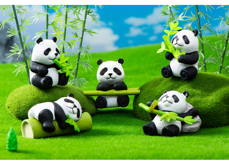 Mô Hình Gấu Trúc Mimi Bộ 8 Trang Trí Decord Ô tô Bánh Kem Tiểu Cảnh_ Hàng chính hãng