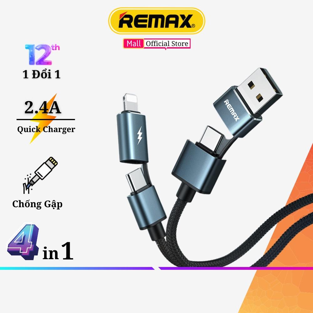 Cáp Sạc Nhanh Đa Năng 4 IN 1 Remax RC-020T 4 Kiểu Kết Nối Tiện Dụng Dòng Sạc Max 2.4A - Hàng Chính Hãng