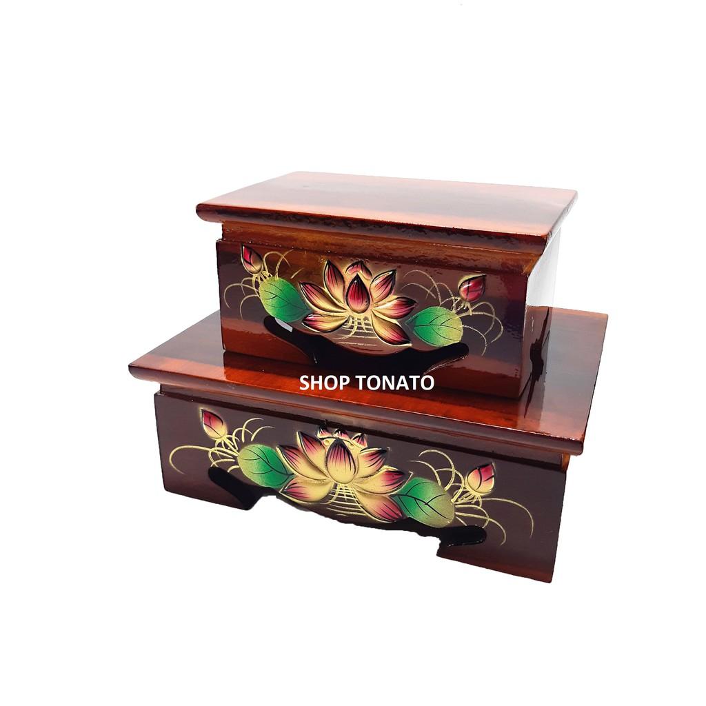 KỶ CHỮ NHẬT, ĐẾ BÁT HƯƠNG,ĐÔN GỖ XOAN ĐÀO HOA SEN NỔI 10X15,15X20,20X25