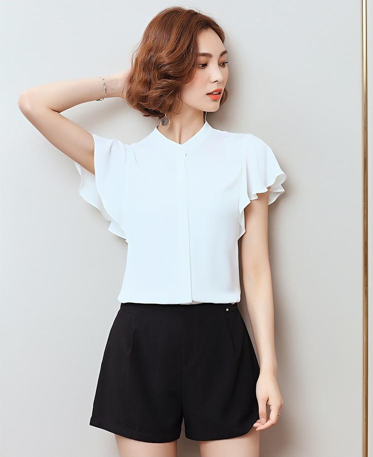 Áo trắng cổ trụ tay bèo DVSM19