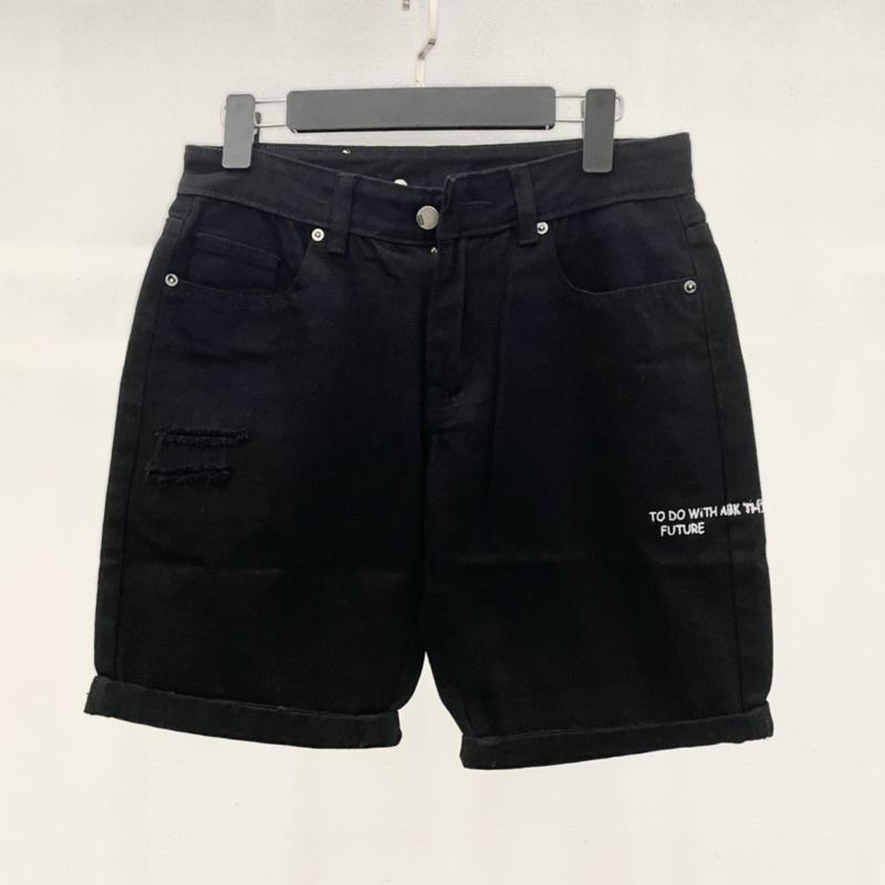 Quần Short Jeans Nam , Quần Đùi Nam Chất Jeans Màu Xanh Đá - Màu Đen - Peaceout Studios