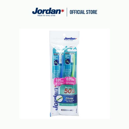 Bộ 2 bàn chải đánh răng Jordan Click Gum Protector, Lông siêu mềm mỏng 0.01mm