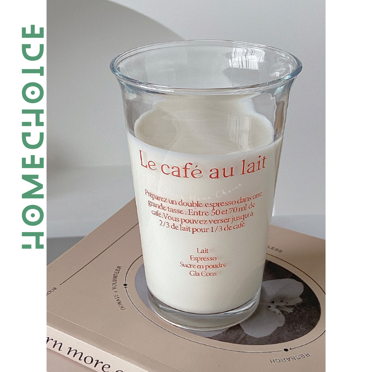 Cốc thủy tinh Home Choice trong suốt miệng loe dung tích 350ml phong cách Hàn Quốc decor