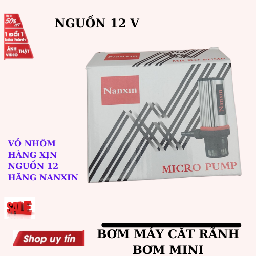 Máy bơm nước 12v vỏ nhôm xịn xò kèm dây nguồn cho máy cắt rãnh tường, bể cá...  -bơm mini