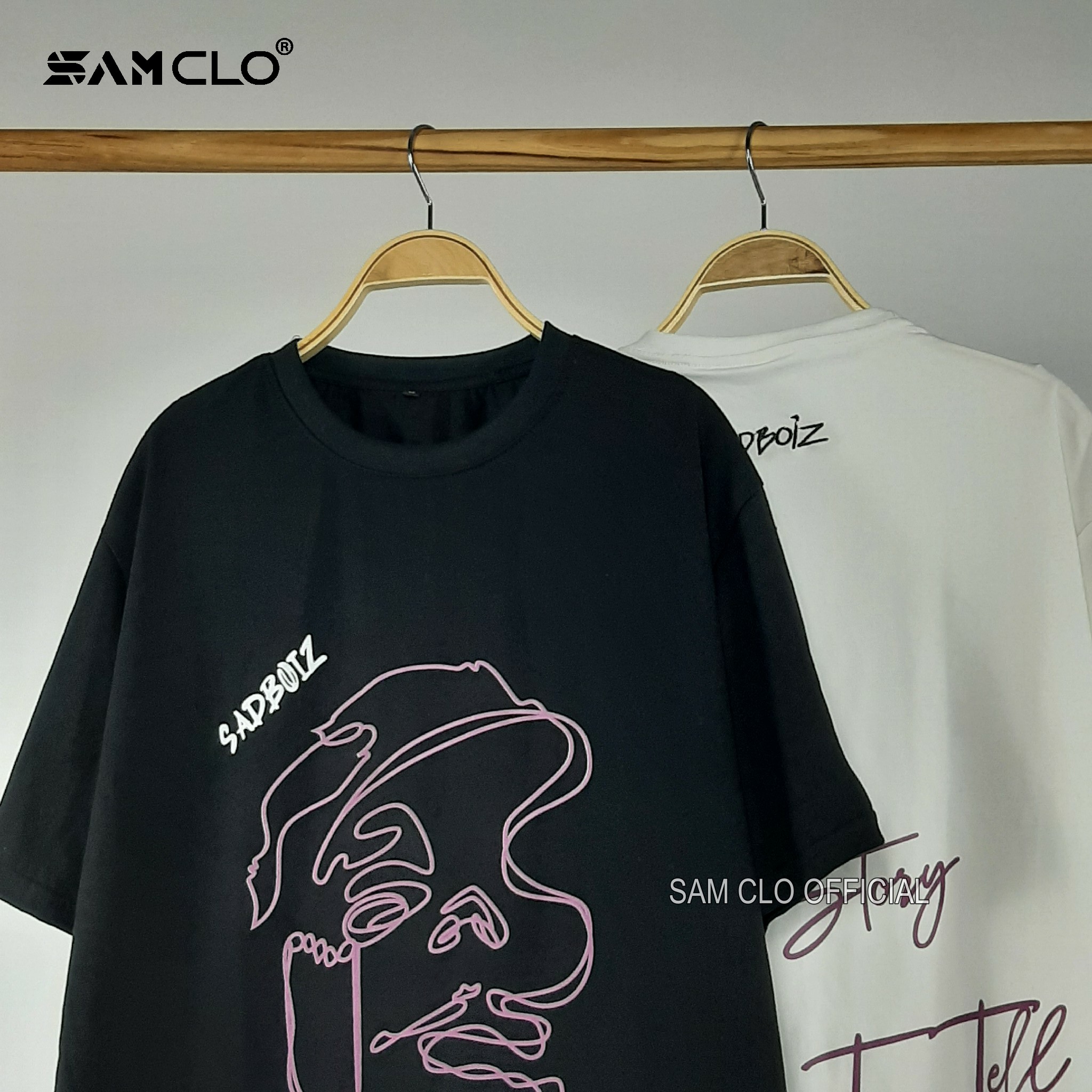 Áo thun nam nữ tay lỡ SAM CLO form rộng Unisex, mặc cặp, nhóm sadboiz SAD STORY - 80% COTTON