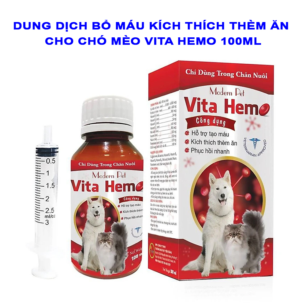 Dung Dịch Bổ Máu Kích Thích Thèm Ăn Cho Chó Mèo Vita Hemo 100ml - YonaPetshop